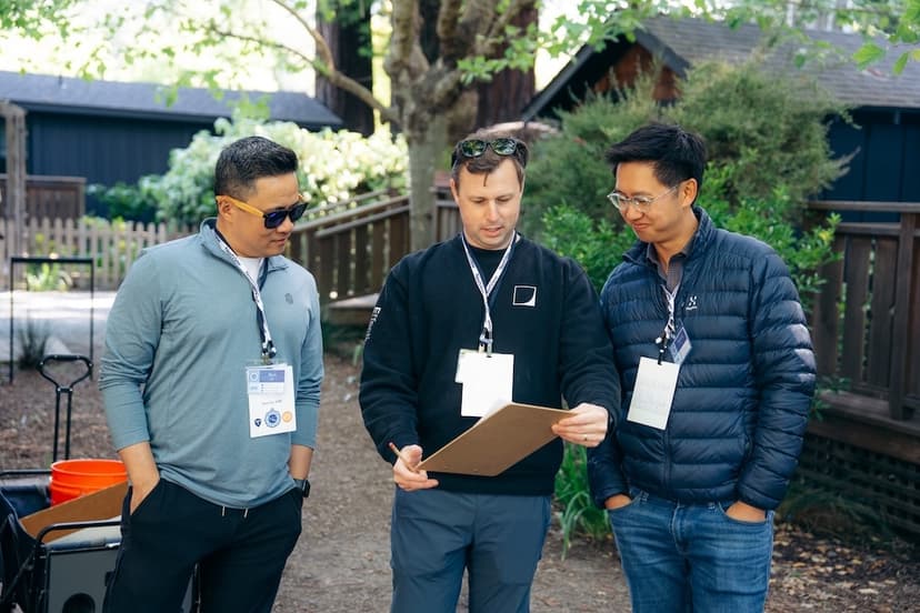 Bryce talking with two people