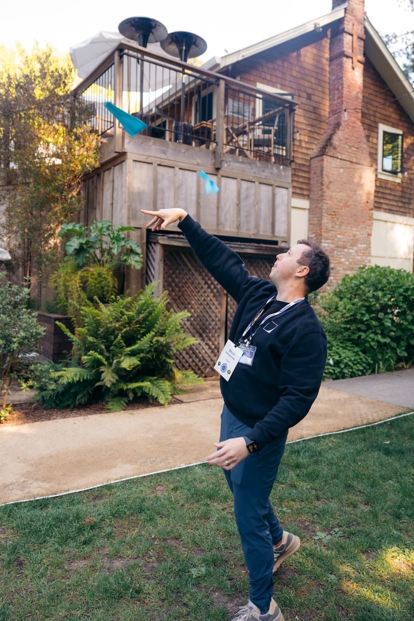 Bryce throwing a frisbee