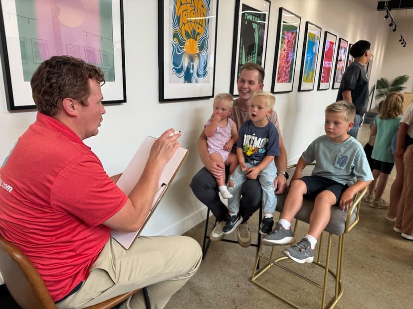 Zach and kids picture drawing