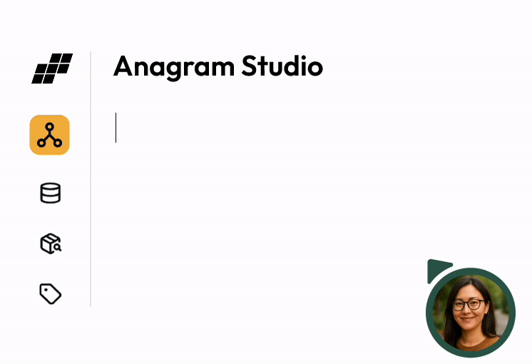 Anagram Studio interface showing backpack recommendation guide