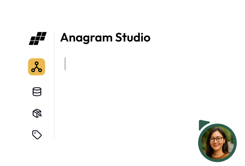 Anagram Studio interface showing backpack recommendation guide
